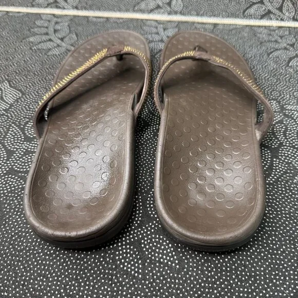 Vionic Womens Brown Orthotic Flip Flops Size 9 - Picture 3 of 10